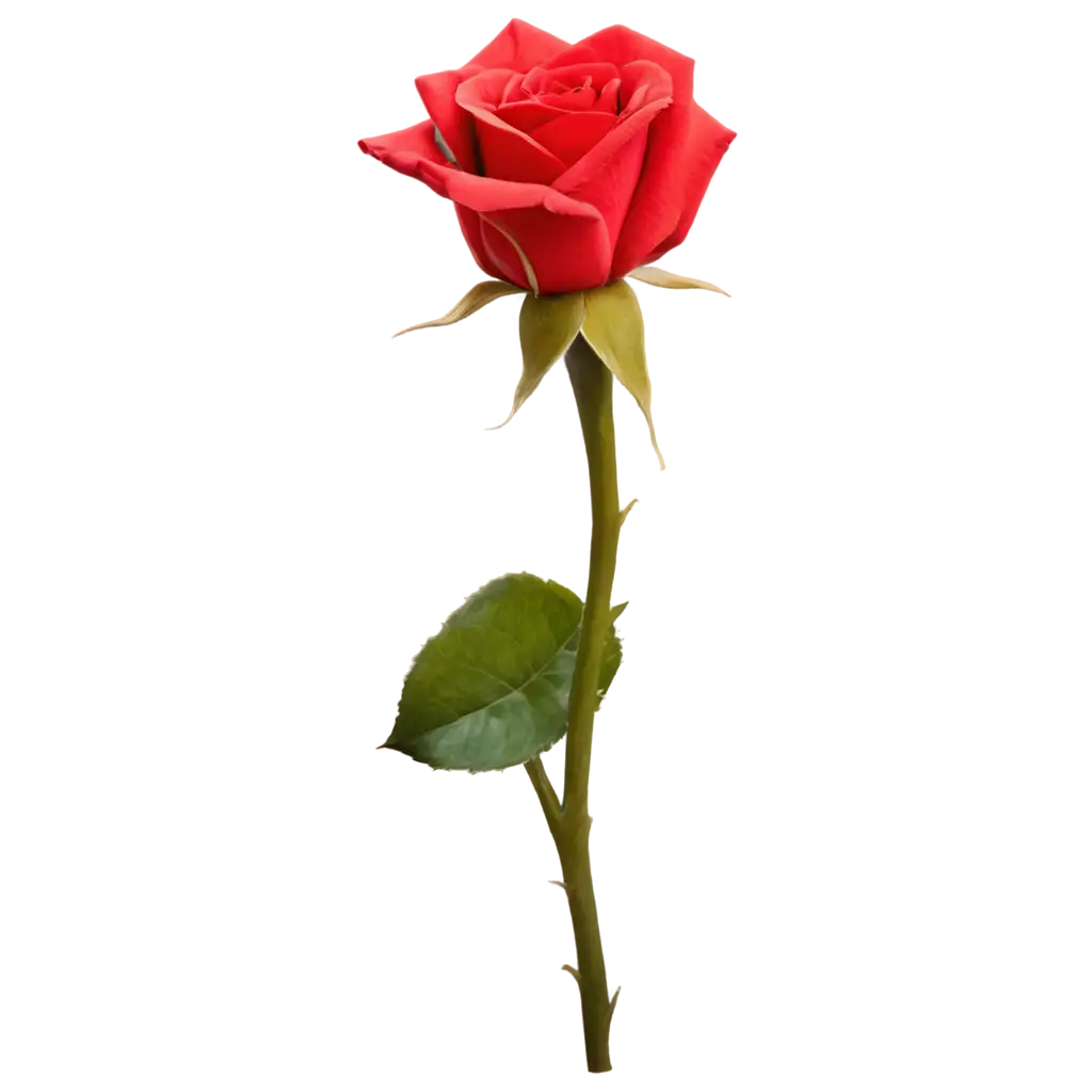 A single red rose, realistic, straight aligned, vivid color