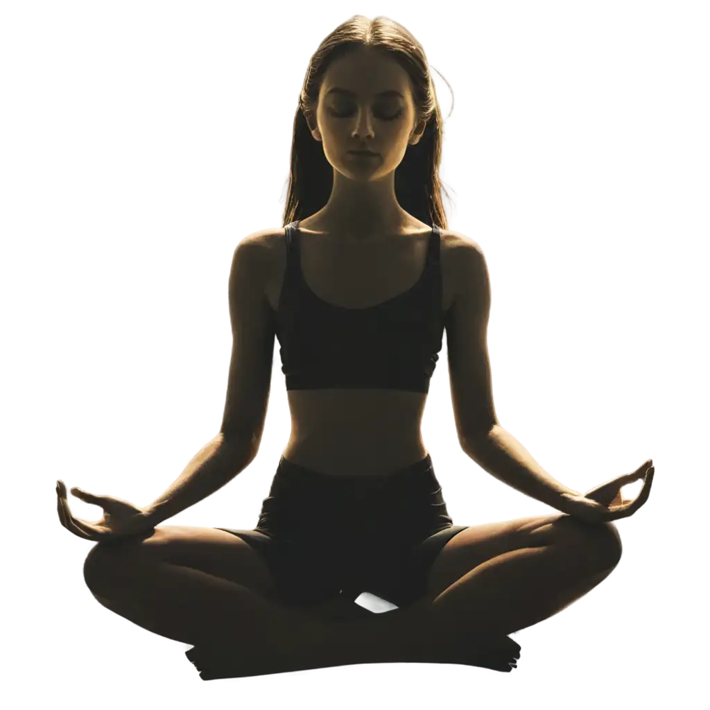 Meditating-Girl-Silhouette-in-Gold-PNG-Tranquil-Beauty-in-HighQuality-Format