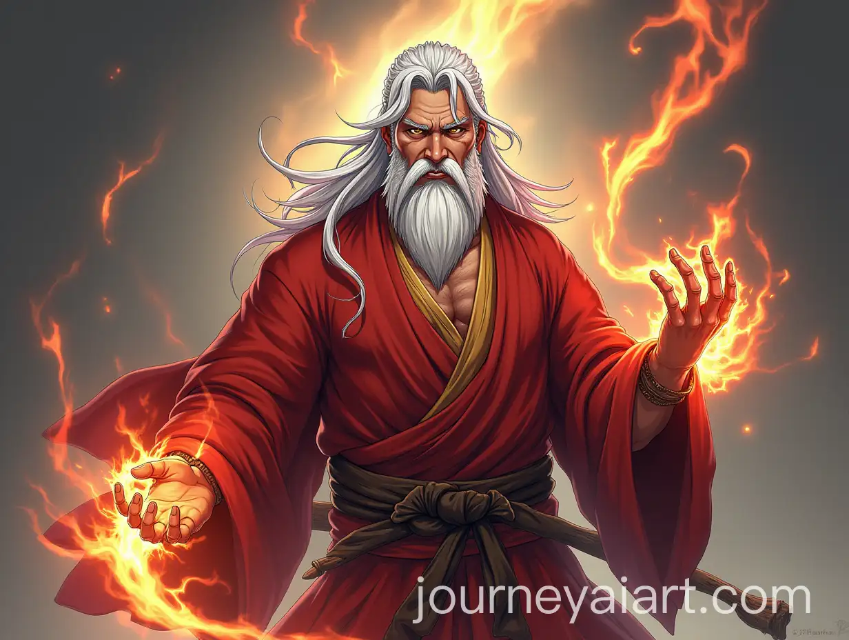 Male-Monk-with-Rugged-Clothing-and-Elemental-Magic-in-Anime-Style