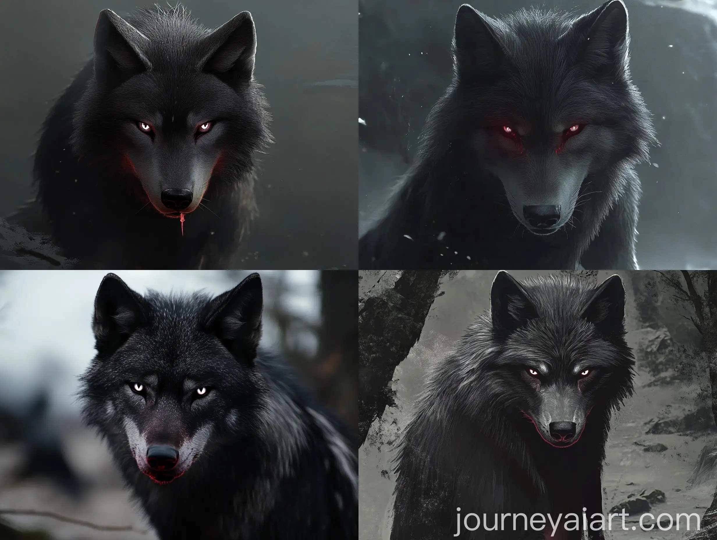 Grey-Wolf-Necromancer-Casting-Magic-with-Silver-Eyes