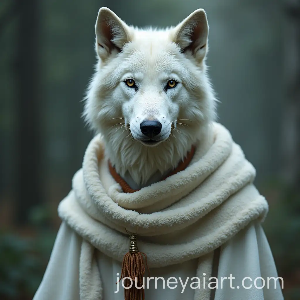 White-Wolf-Dressed-as-a-Healer-in-Fantasy-Setting