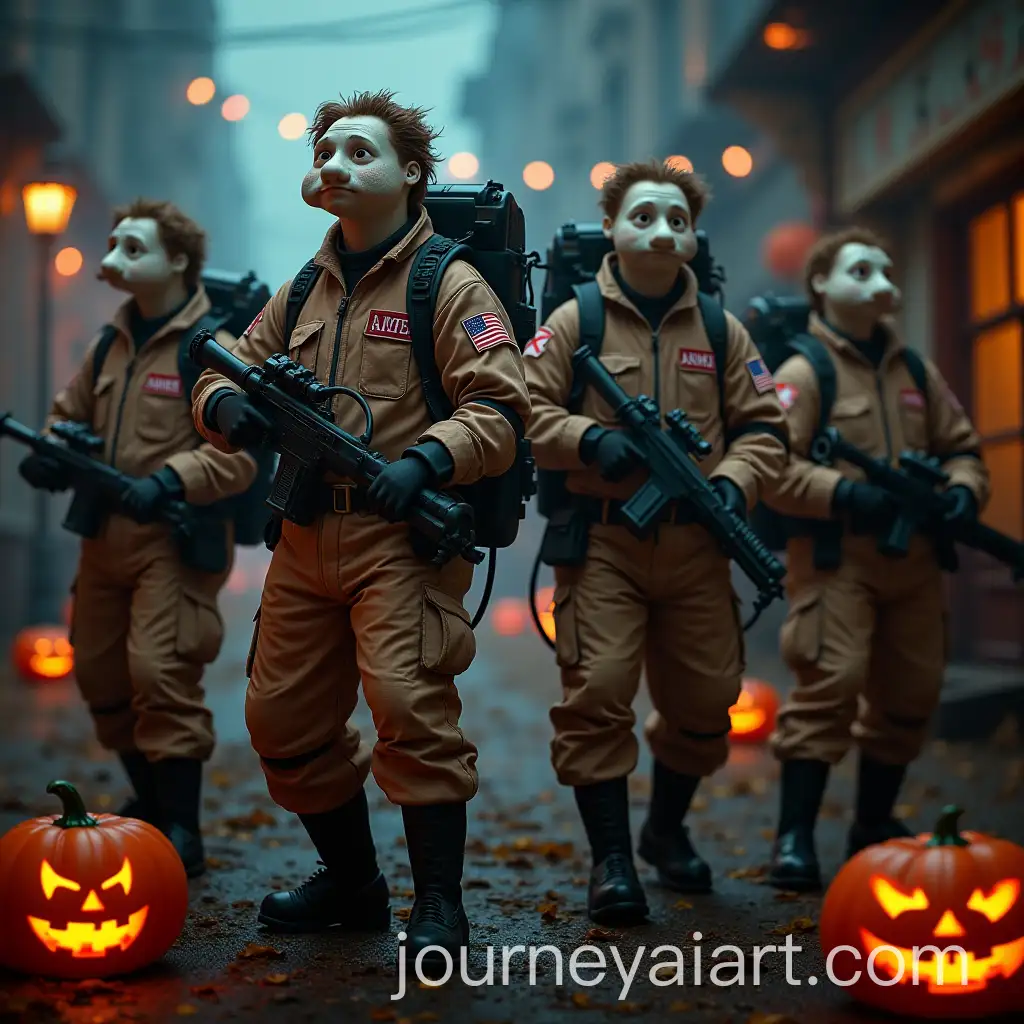 Realistic-Cinematic-Ghostbusters-at-Halloween-Party