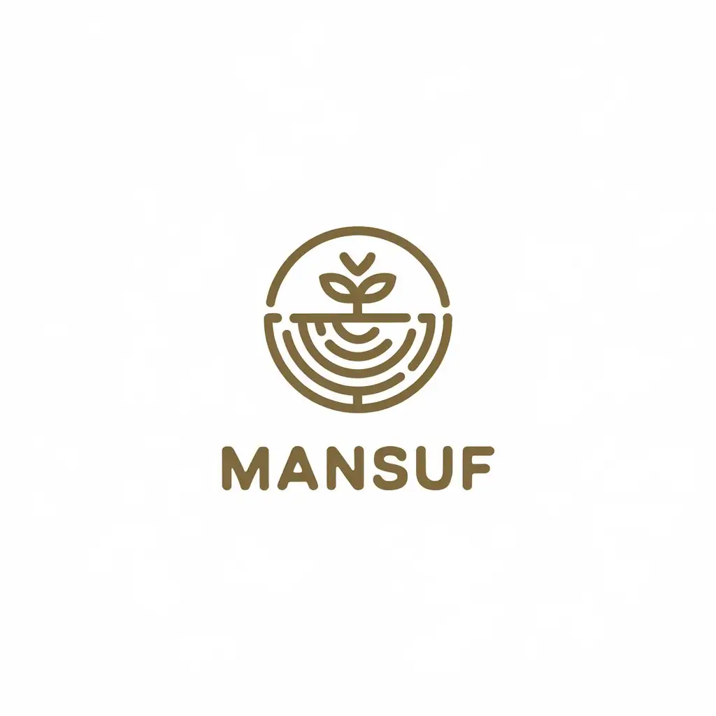 LOGO Design for MANSUF Minimalistic Circular Logo with Earthy Tones and Growing Plant