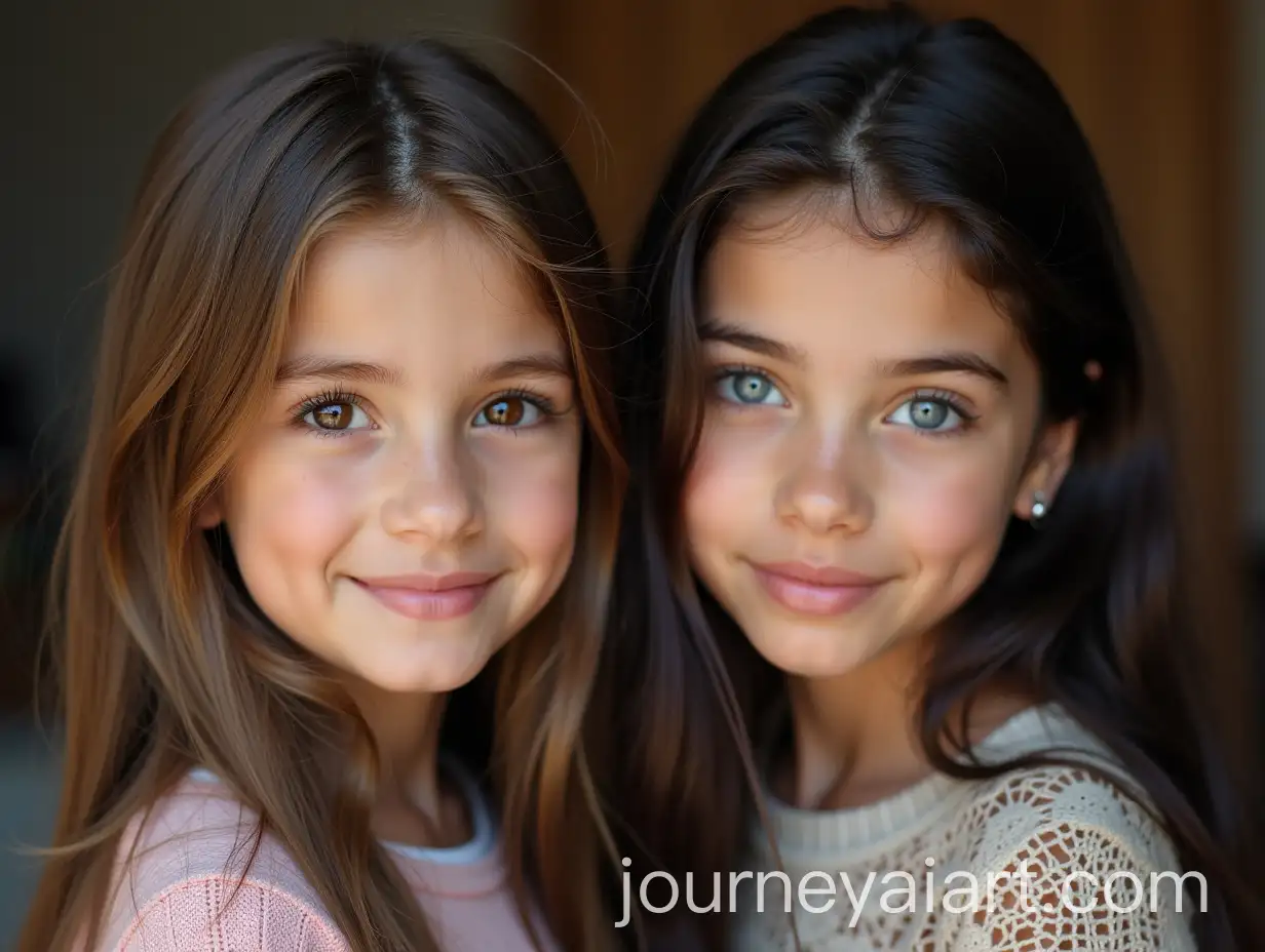 Two-Sisters-Playing-Together-with-Long-Hair-and-Different-Eye-Colors