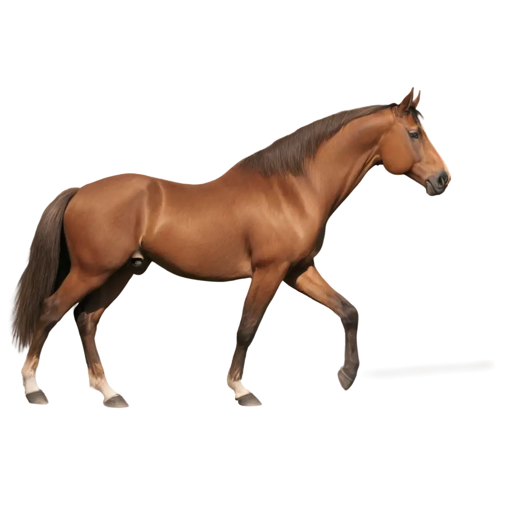 Realistic-Brown-Horse-Full-Horizontal-Pose-PNG-for-Versatile-Use