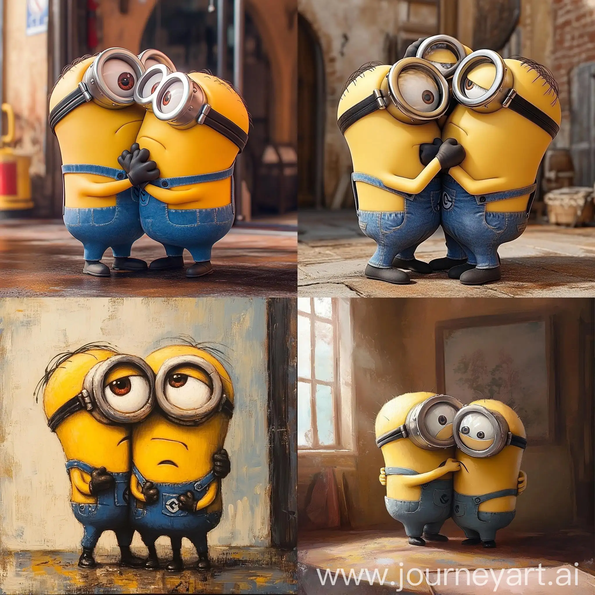 Minions-Embrace-with-Sad-Minion-Watching