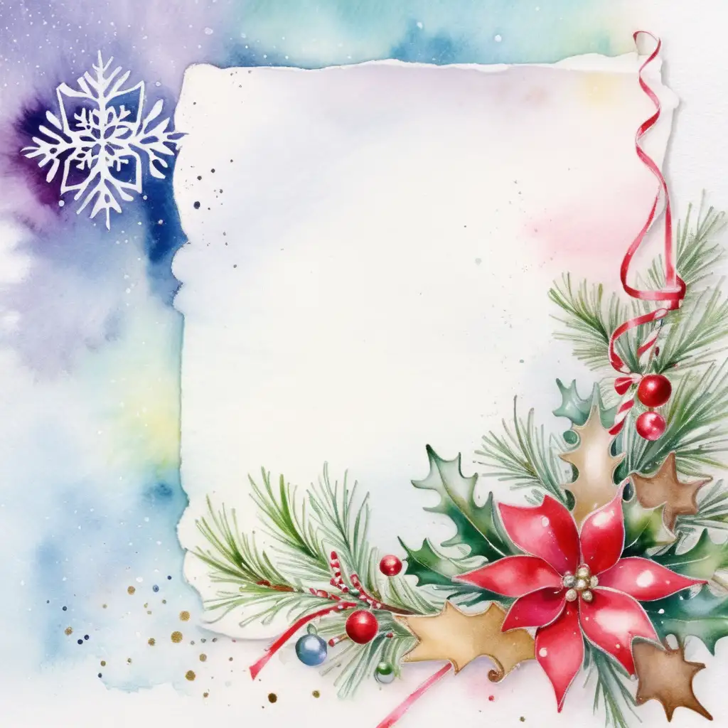 Watercolor Christmas Scene with Light and Space for Writing