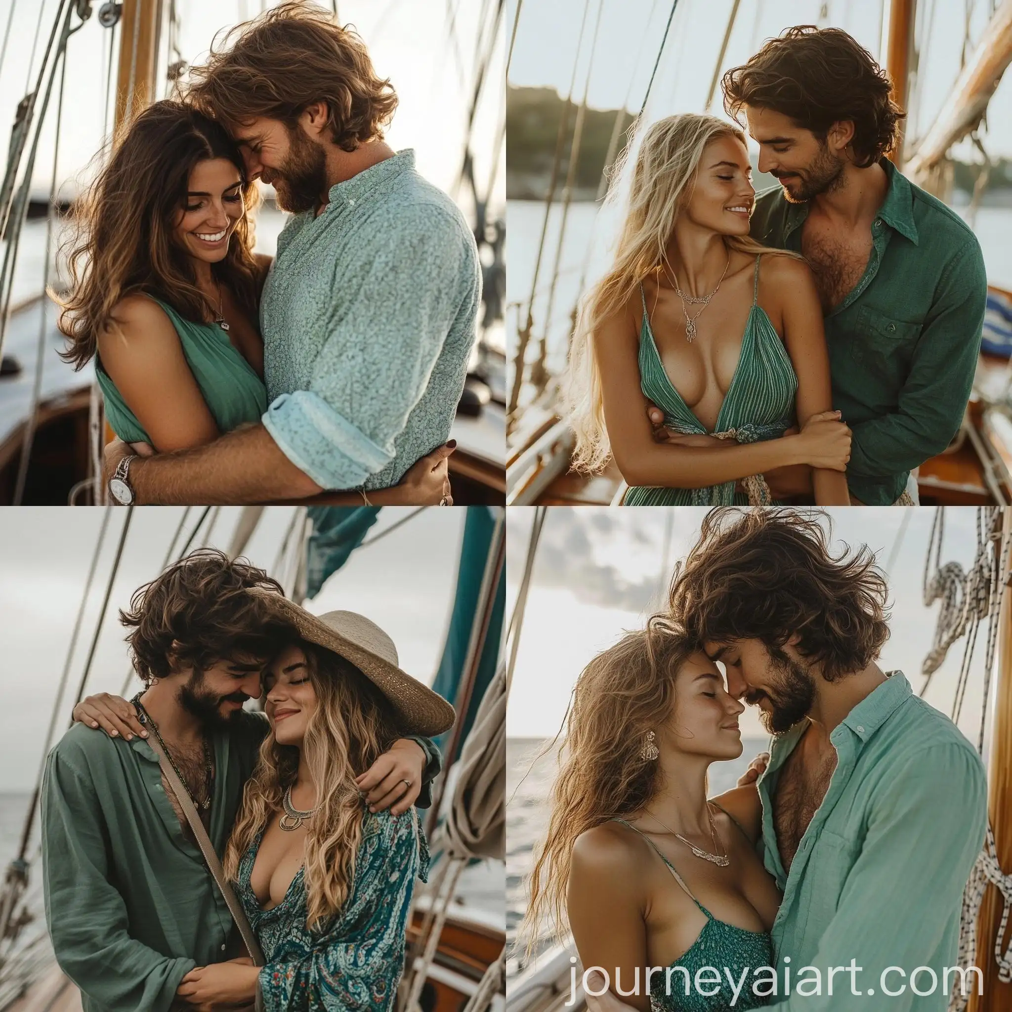 Romantic-Couple-Embracing-on-a-Sailboat-with-Boho-Vibes