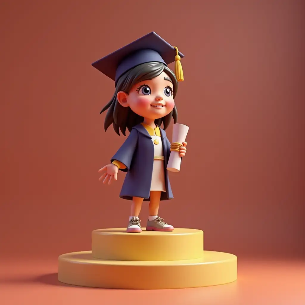 Cute-Girl-Graduating-on-Stage-with-Certificate-in-Hand-3D-Rendering