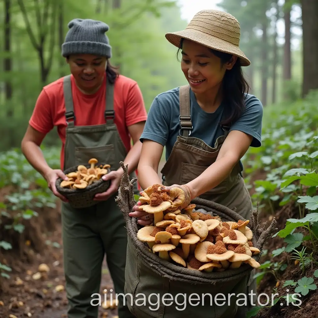 A male and female Filipino Mushroom Picker Job in Poland.