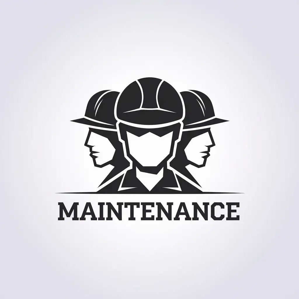 LOGO Design for Maintenance Minimalistic Silhouettes of 3 Maintenance Worker Faces