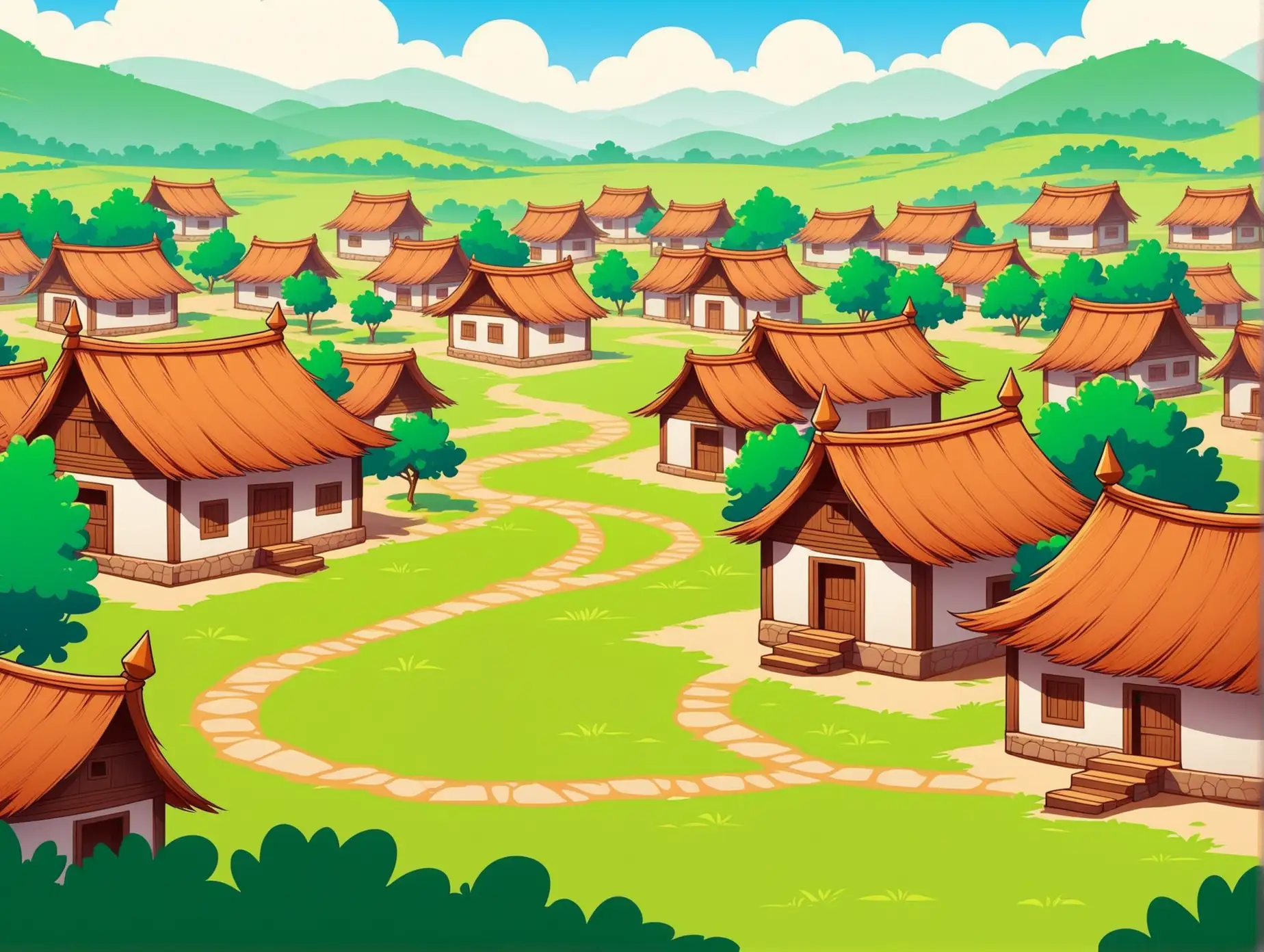 Indian-Village-Scene-in-2D-Cartoon-Style-with-CloseUp-View