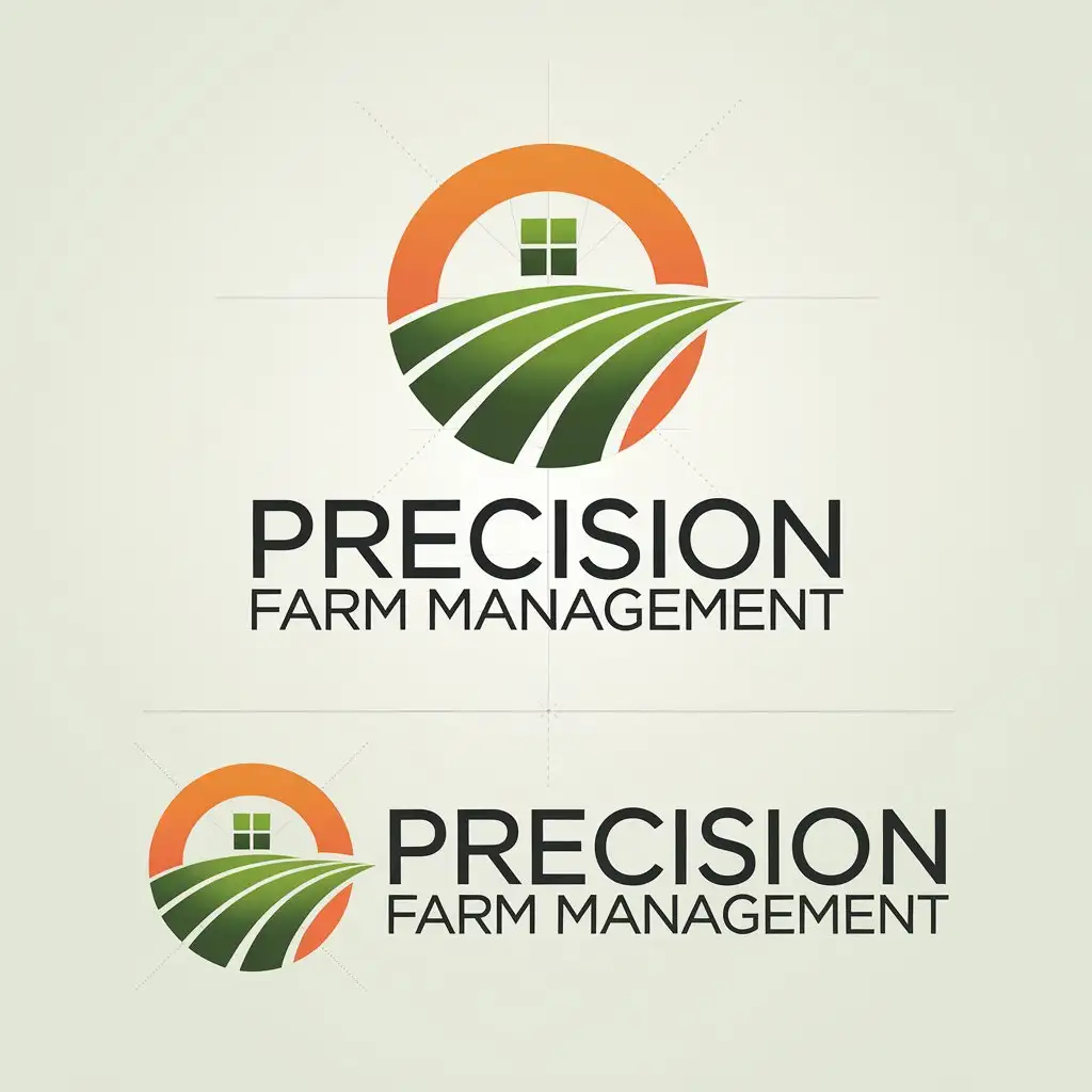 LOGO Design for Precision Farm Management Modern Clean and Vibrant with Orange and Crosshairs Elements