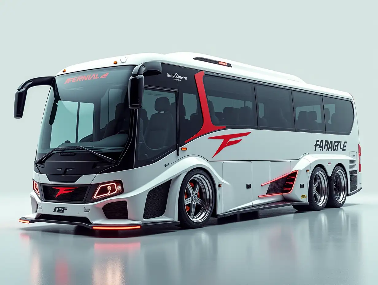 Sport Formula2 Bus with rear wings, lowered, aluminum wheels, white Cyberpunk