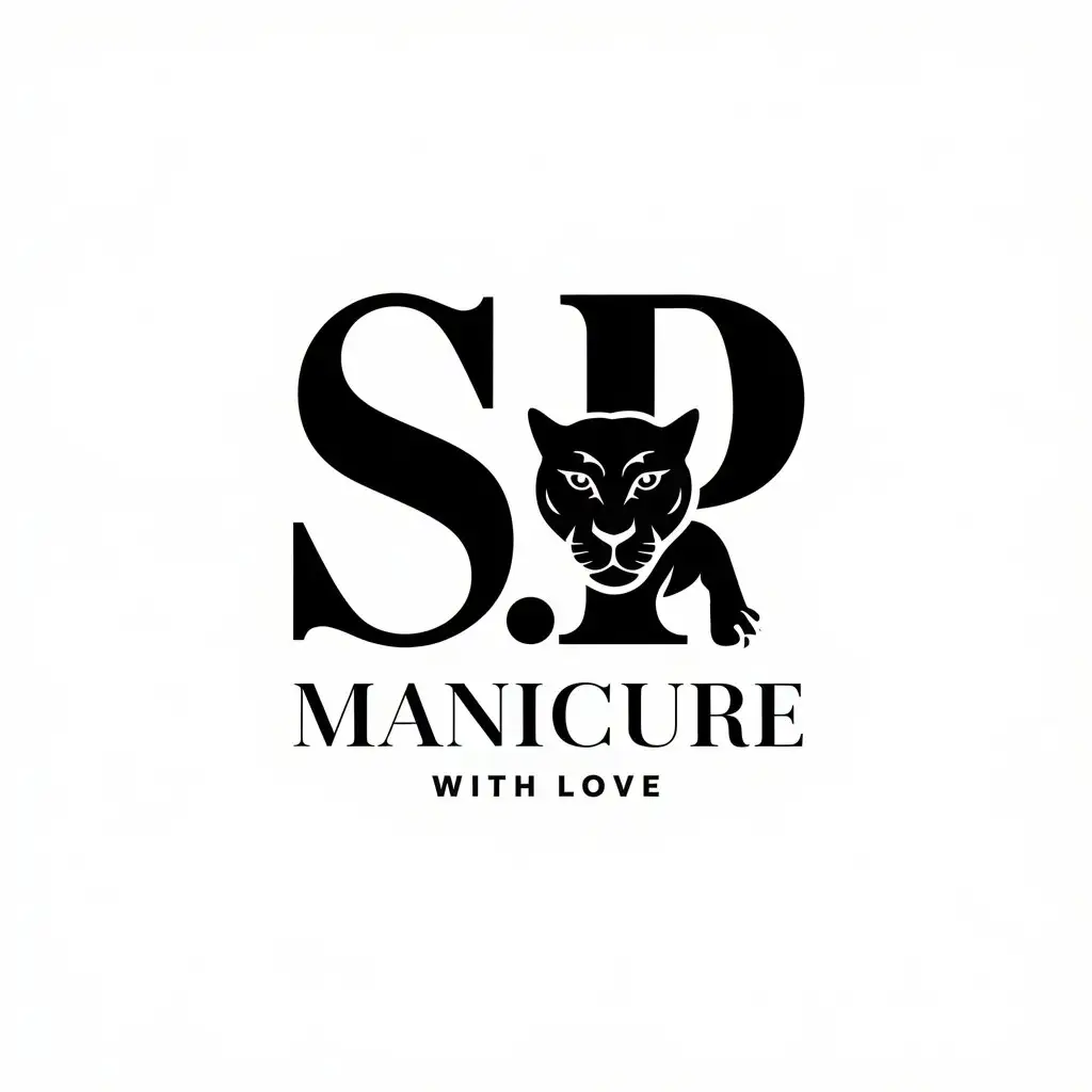 LOGO-Design-for-SP-Manicure-Black-Panther-Symbol-with-Elegant-Typography