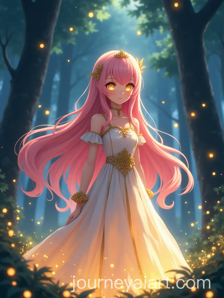 Anime-Girl-in-Magical-Forest-with-Glowing-Fireflies-and-Sparkling-Lights
