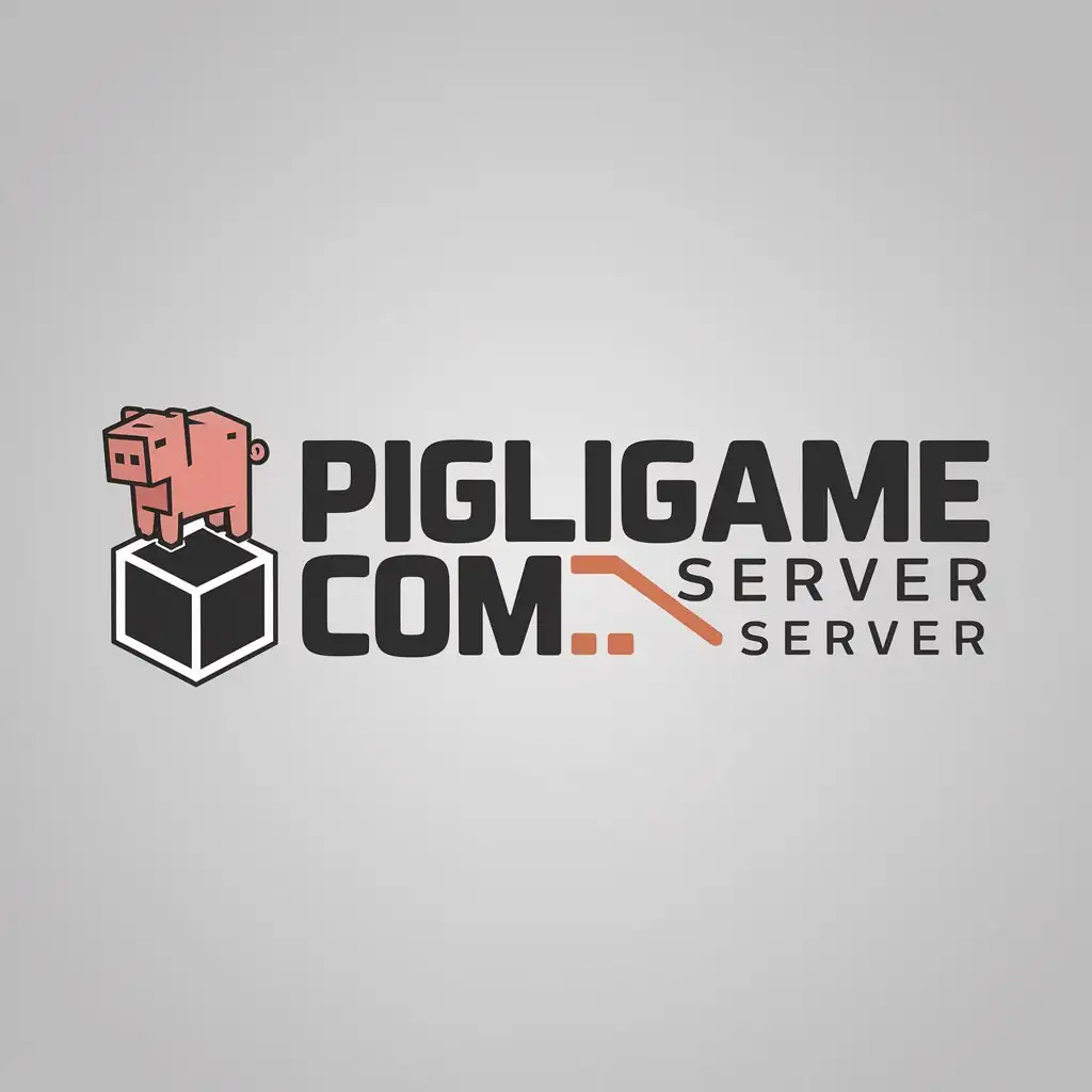 a logo design,with the text "PiglinGame.com", main symbol:A pig on one cubic meter of land,Moderate,be used in Minecraft server industry,clear background