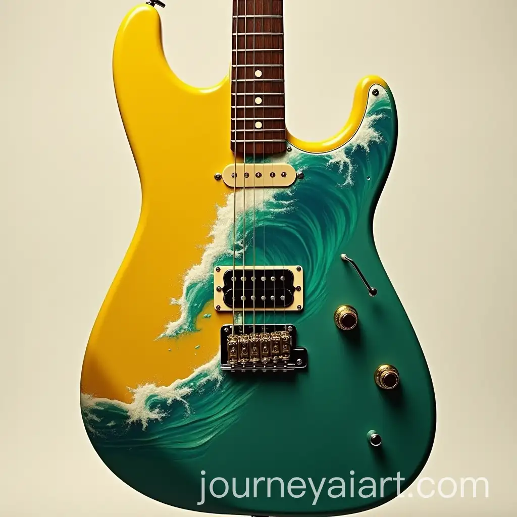 Fender-Jaguar-Guitar-with-Yellow-and-Green-Diagonal-Split-Design