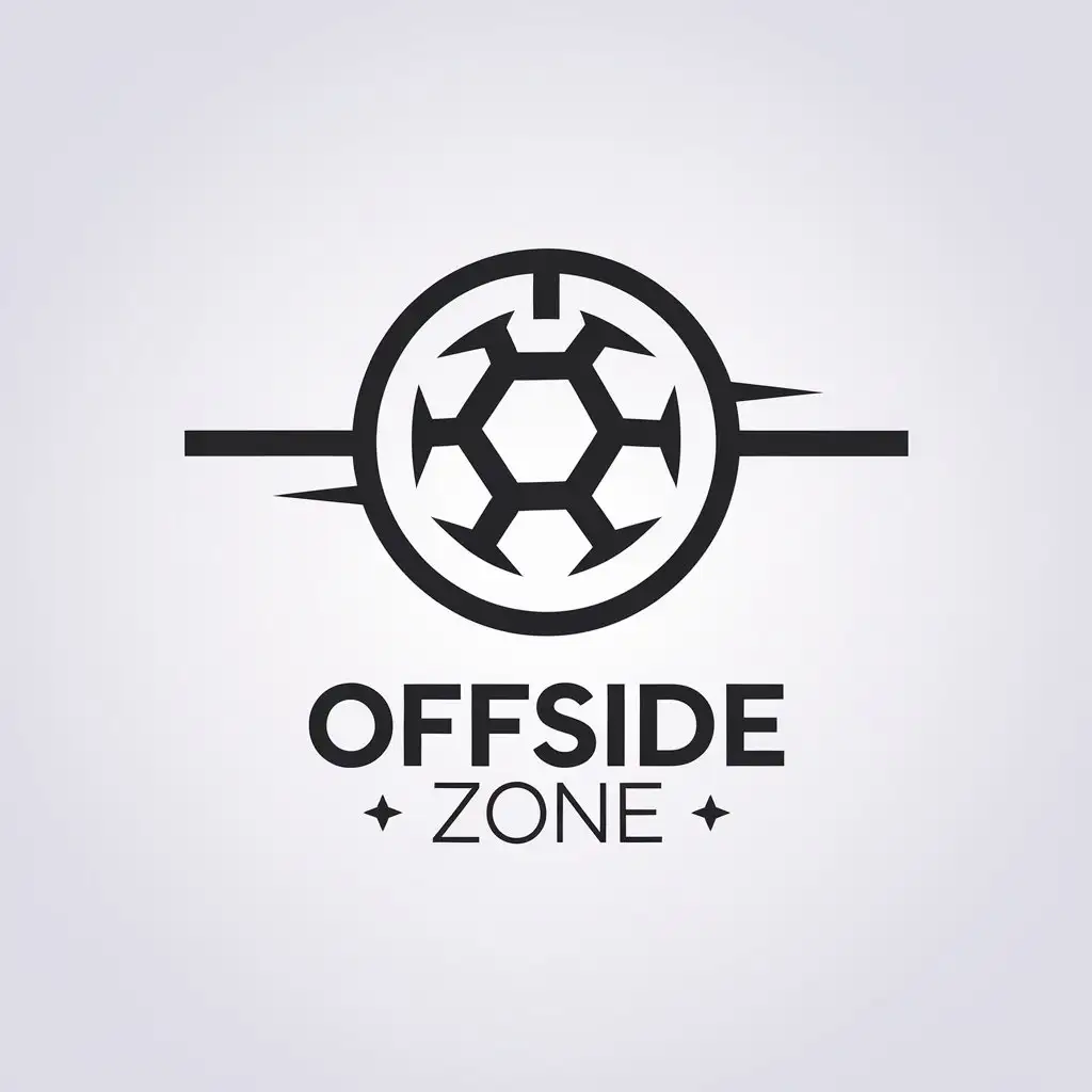 a vector logo design,with the text "OFFSIDE ZONE", main symbol:ball,Minimalistic,be used in Sports Fitness industry,clear background