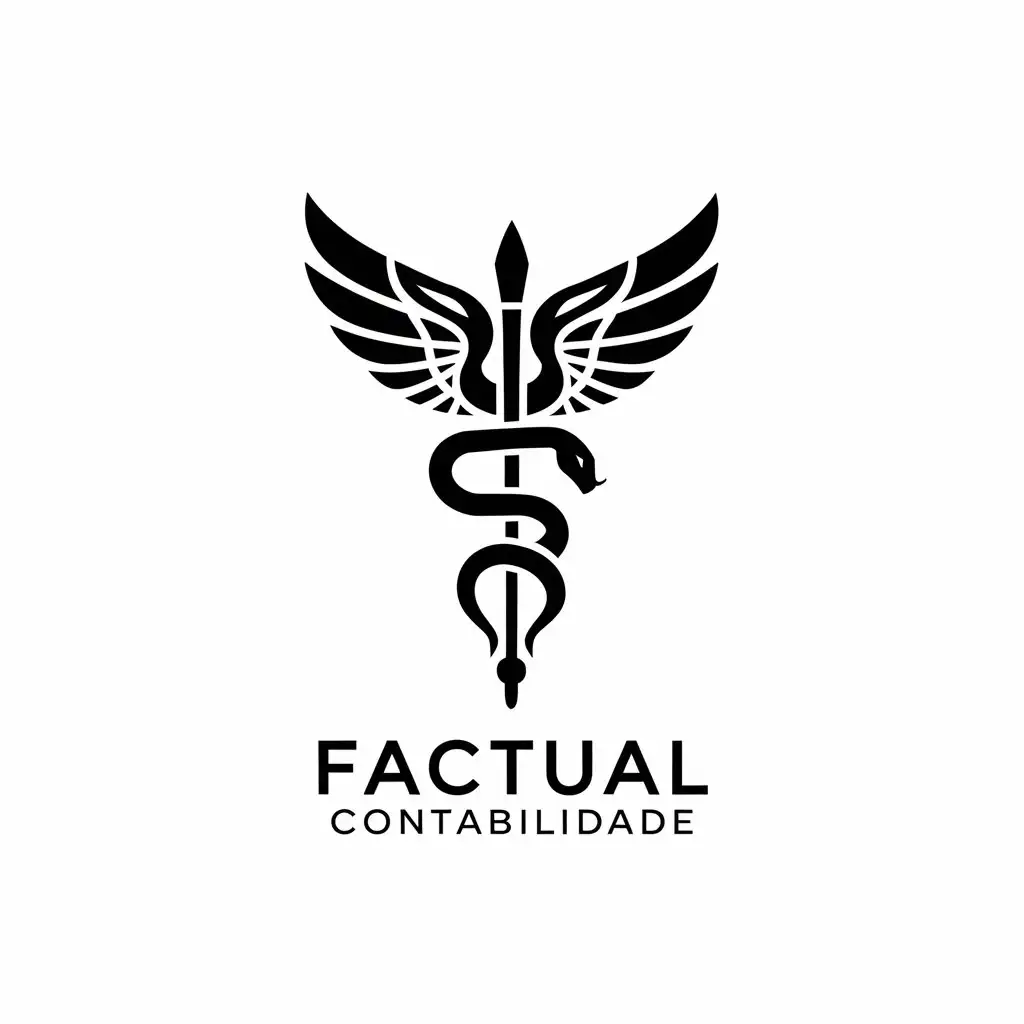 LOGO Design for Factual Contabilidade Stability Duality and Growth with Serpents Wings and Globe Theme