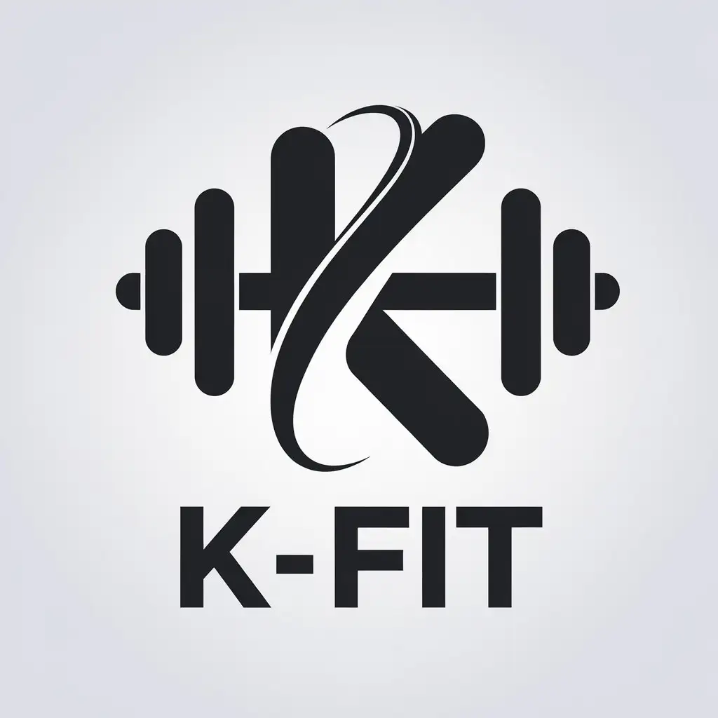 LOGO Design for Kfit Minimal Dumbbell Symbol with Circle Motion Theme