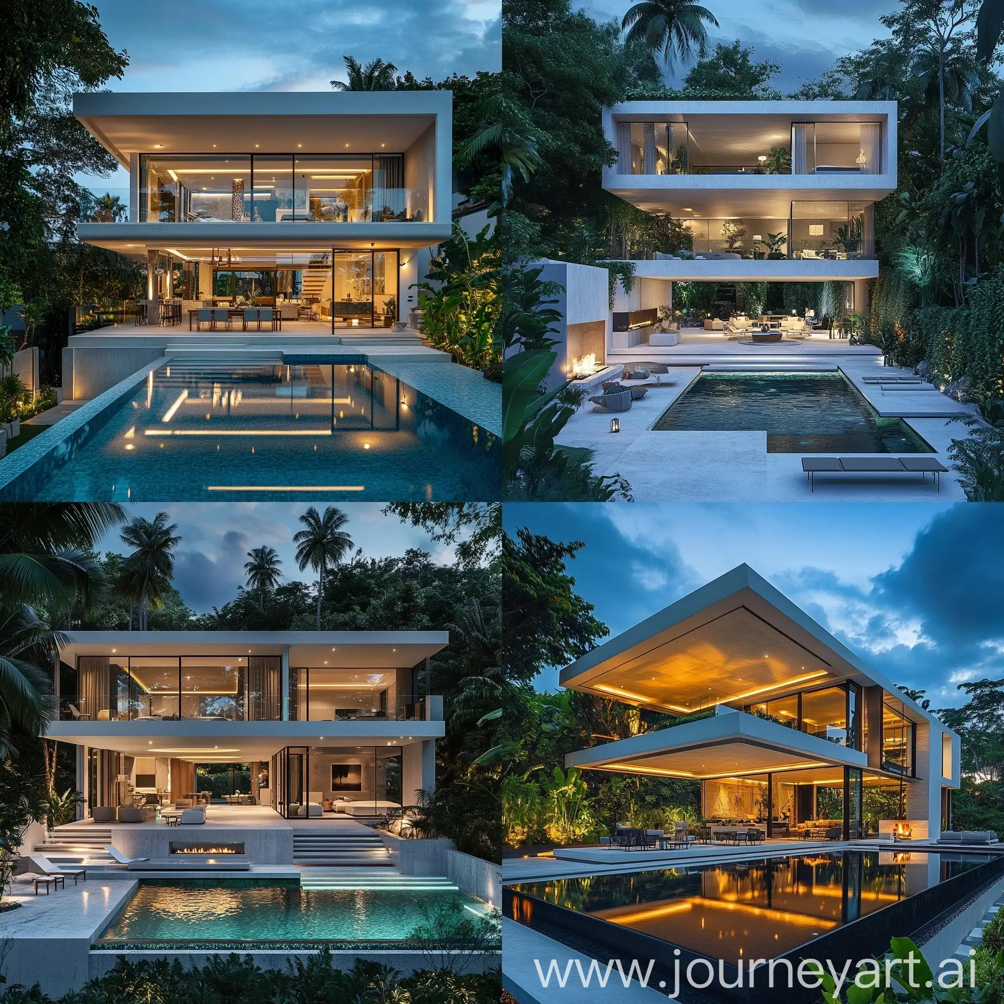 Luxury-Modern-ThreeStory-Villa-with-Infinity-Glass-Pool-in-Lush-Tropical-Forest