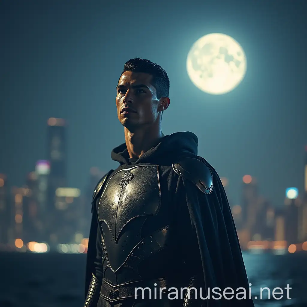 Cristiano Ronaldo as Moon Knight in Urban Night Scene