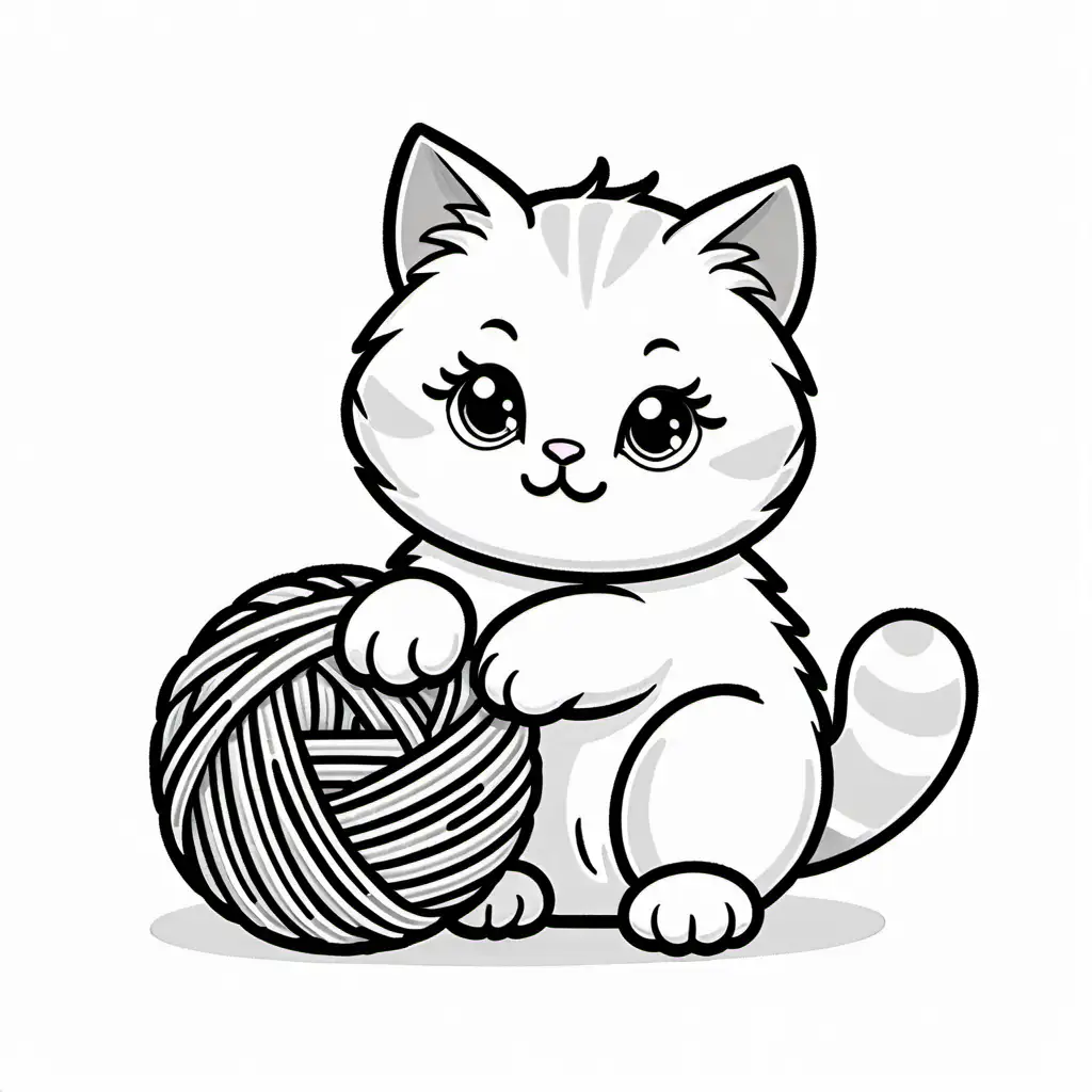 Fluffy-Cat-Playing-with-Yarn-Fun-Coloring-Page-for-Kids