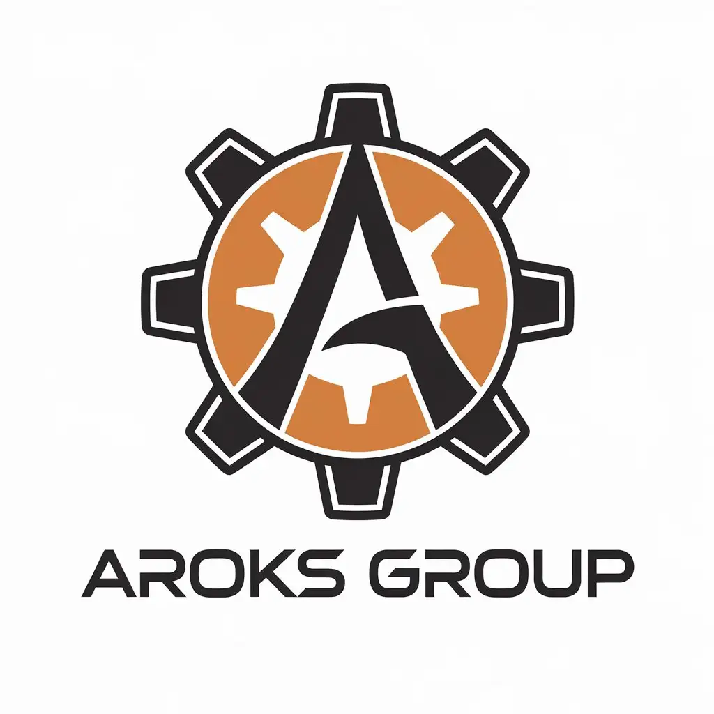 LOGO-Design-for-Aroks-Group-Gear-Symbol-with-Modern-and-Clear-Background