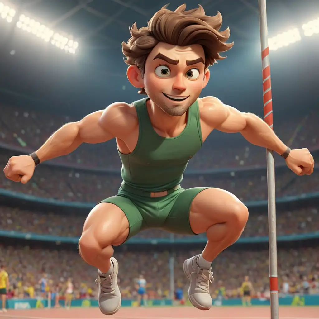 Cartoon-Athlete-Jumping-with-Pole-at-Athletics-Competition-3D-Art