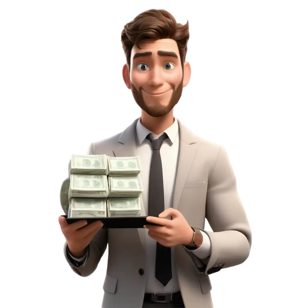 Animated-2D-PNG-Image-Man-Holding-a-Wealth-of-Money-with-Money-Reflection-in-His-Eyes