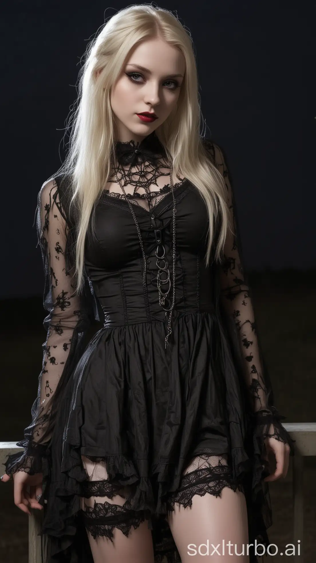 Gothic-Model-at-Night-Enigmatic-Blonde-Beauty-in-Full-View