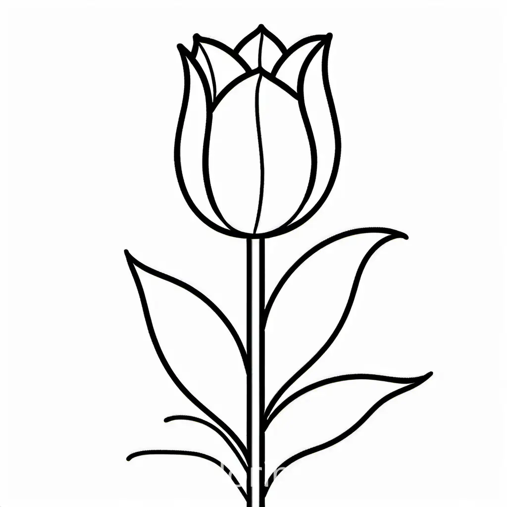 Simple-Black-and-White-Tulip-Coloring-Page-for-Kids