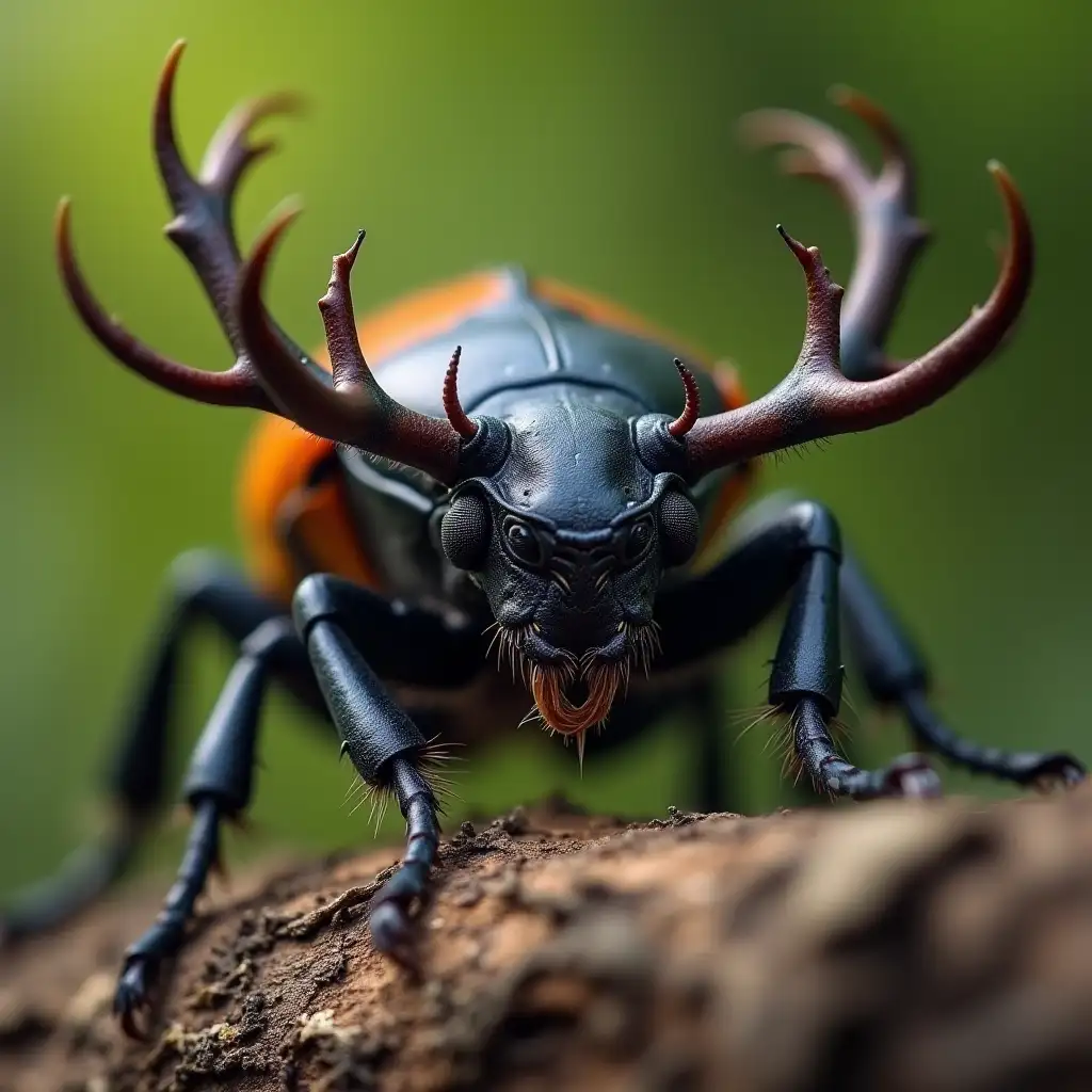 UltraRealistic Stag Beetle CloseUp Majestic Horns and Intricate Details