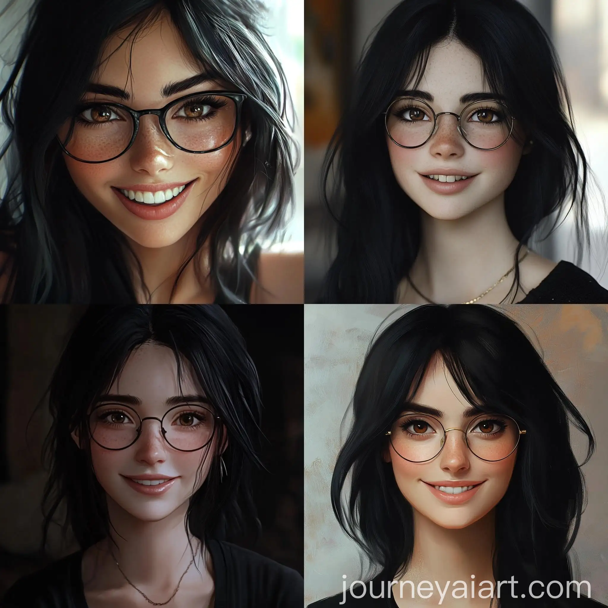 Smiling-Woman-with-Siren-Eyes-and-Glasses-in-SemiRealistic-Video-Game-Style