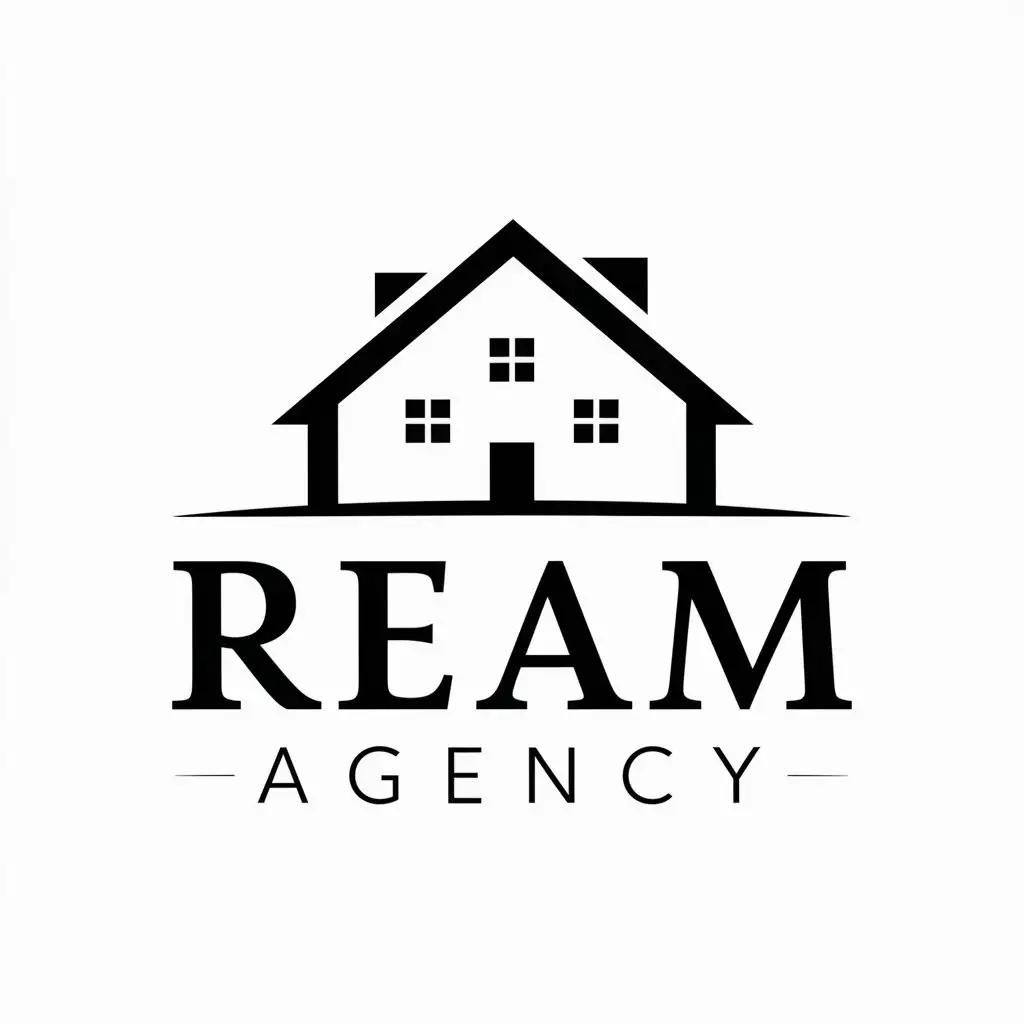 a vector logo design,with the text "REAM Agency", main symbol:Real estate and more,Moderate,be used in Real Estate industry,clear background