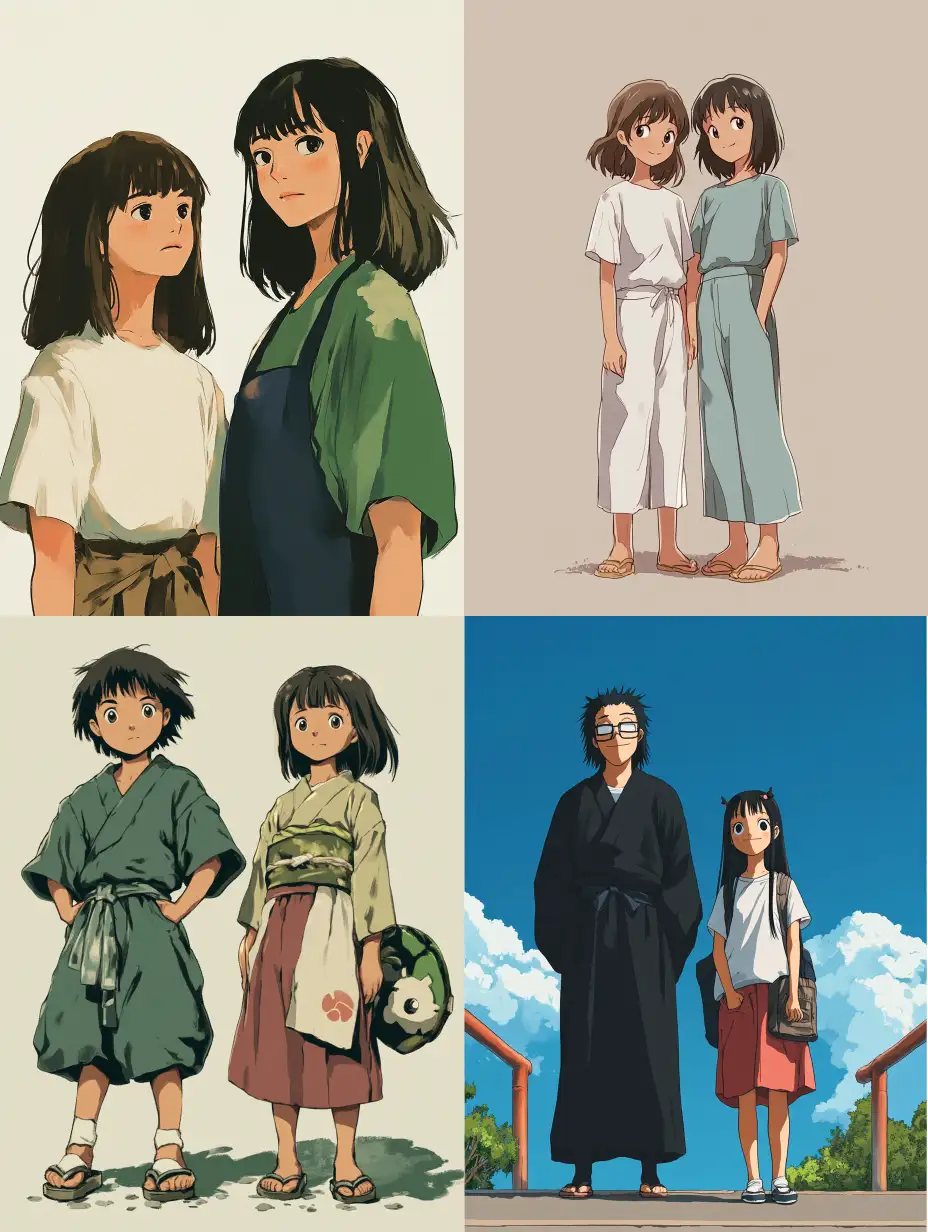 Kaonashi-and-Chihiro-Ogino-from-Spirited-Away-in-1990-Anime-Ghibli-Style