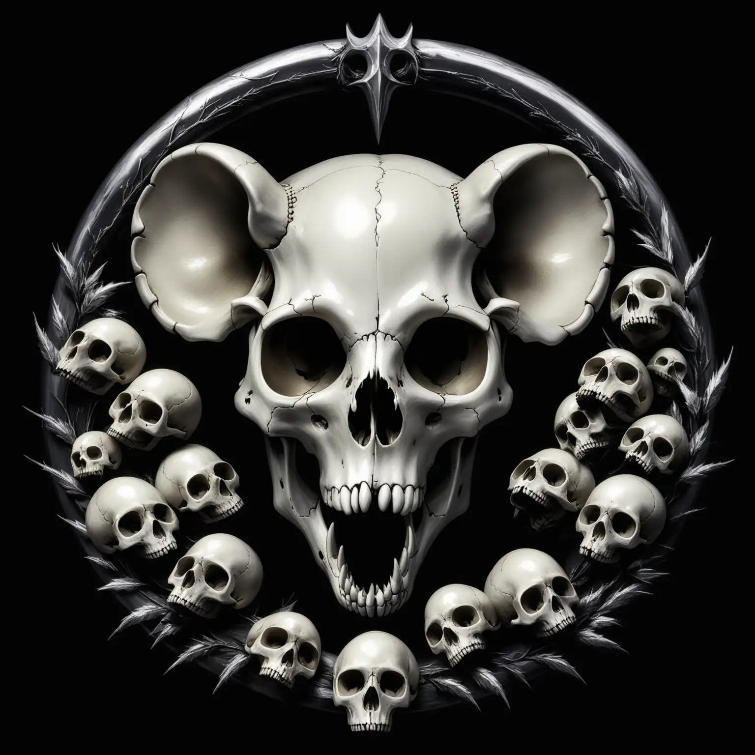 Silver Rat Skull on Black Background