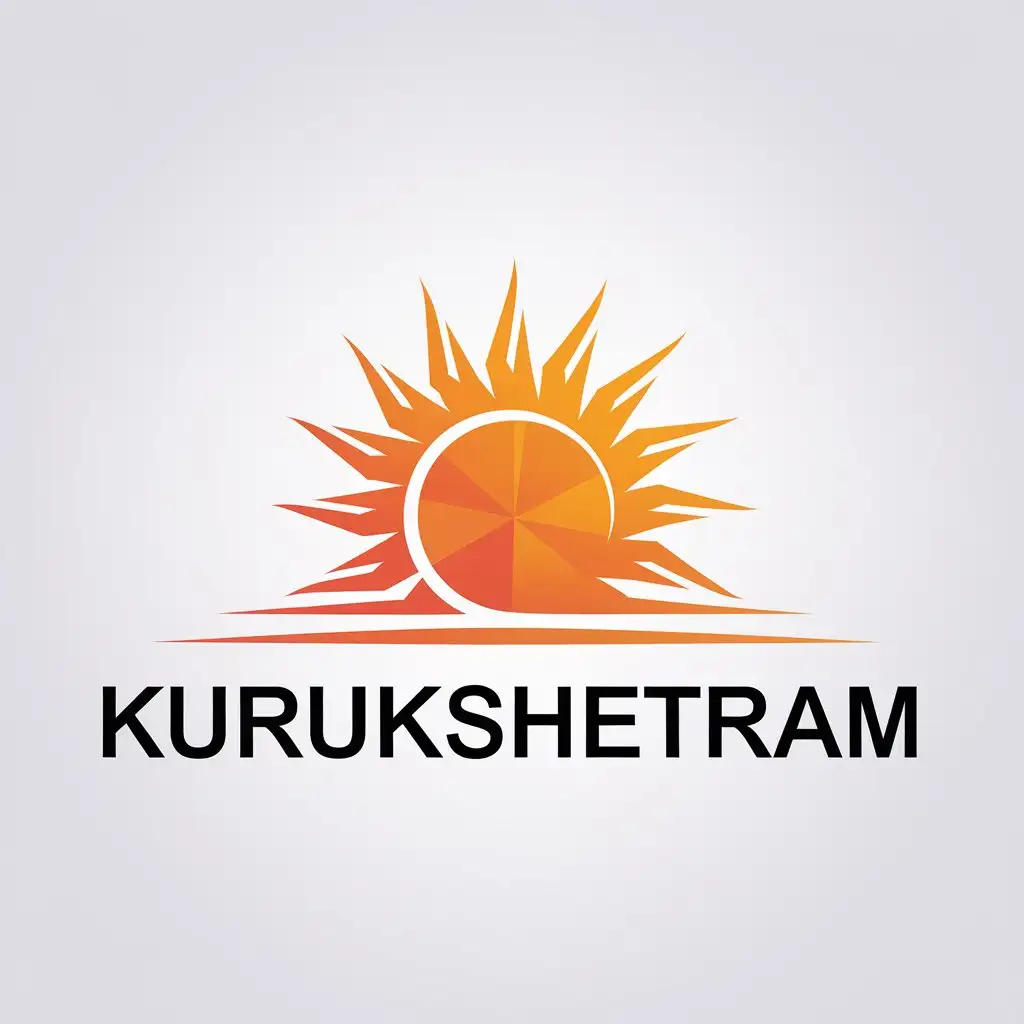 LOGO Design for Kurukshetram Minimalistic Blazing Sun with Telugu Language and Political Dynamics Theme