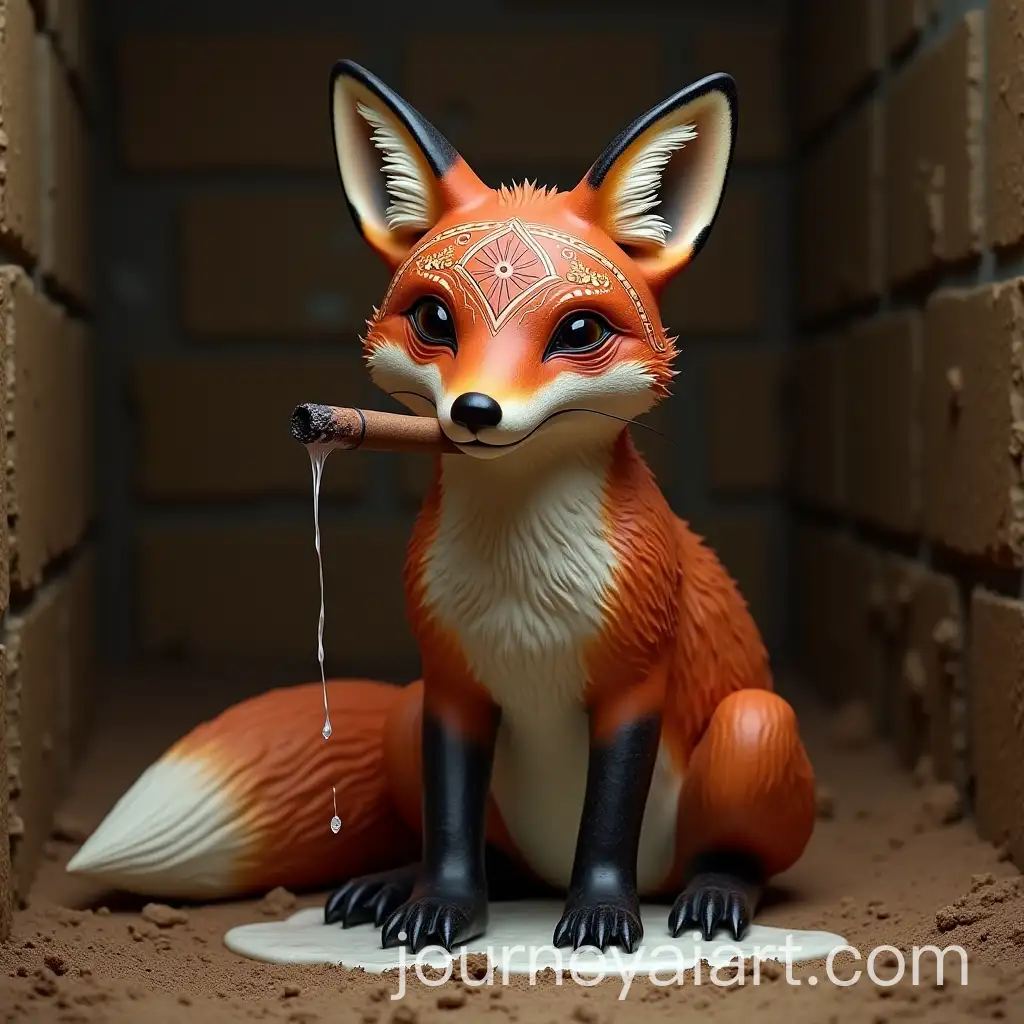 Fox-in-Prison-with-Tunisian-Khomsa-Design-and-Cigar