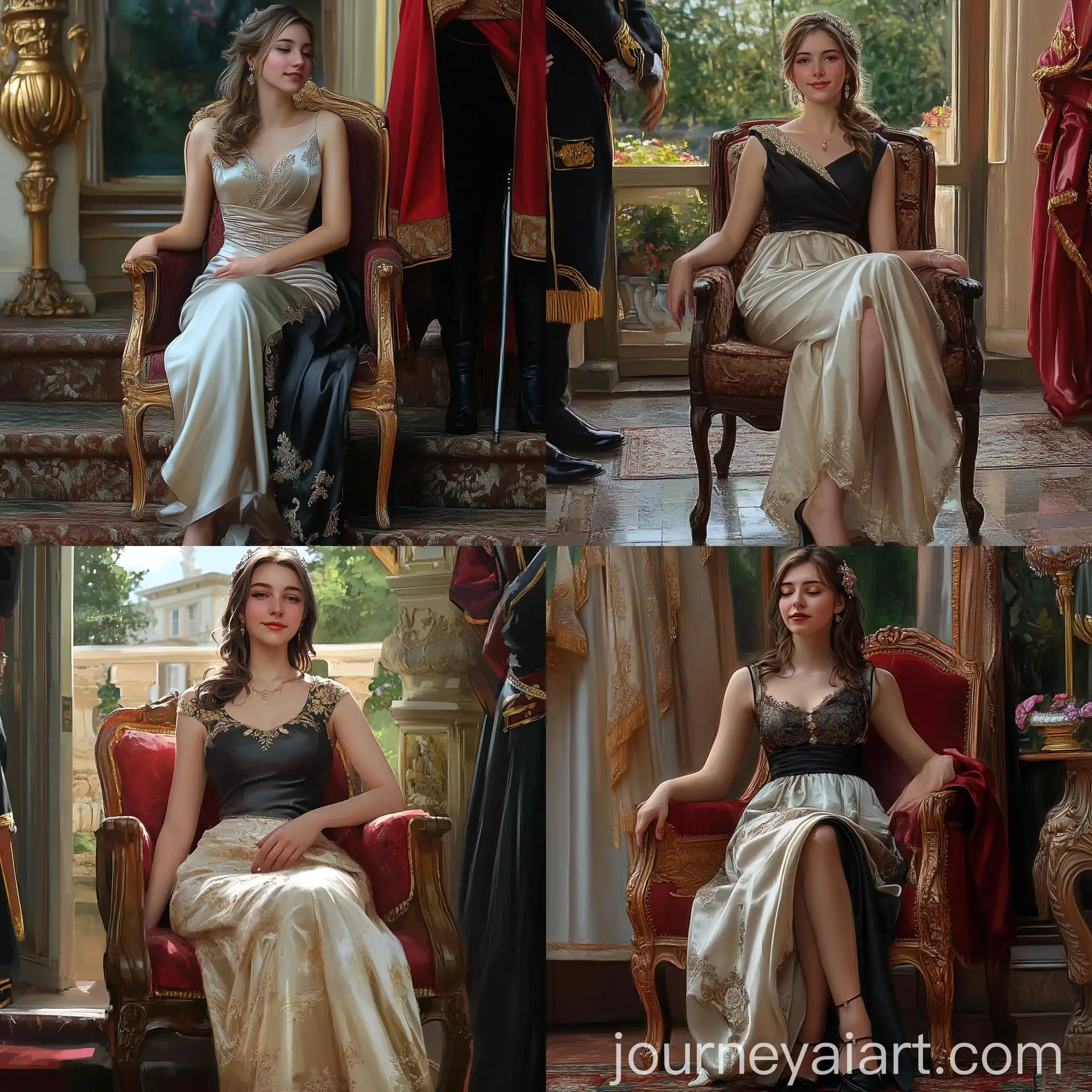 Aristocratic-Girl-Lounging-in-Luxurious-Estate