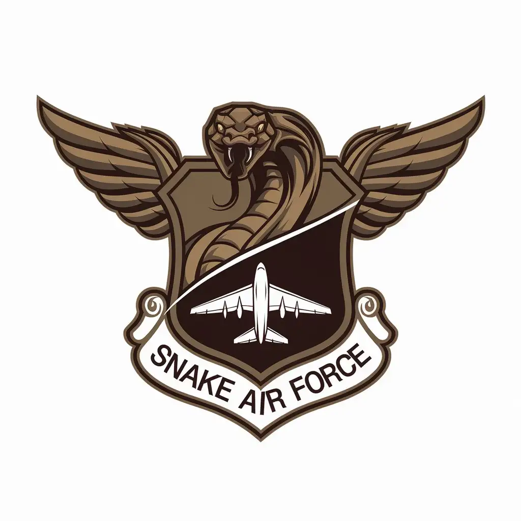 LOGO Design for Snake Air Force Shield King Snake Wings and Airplane Military Theme