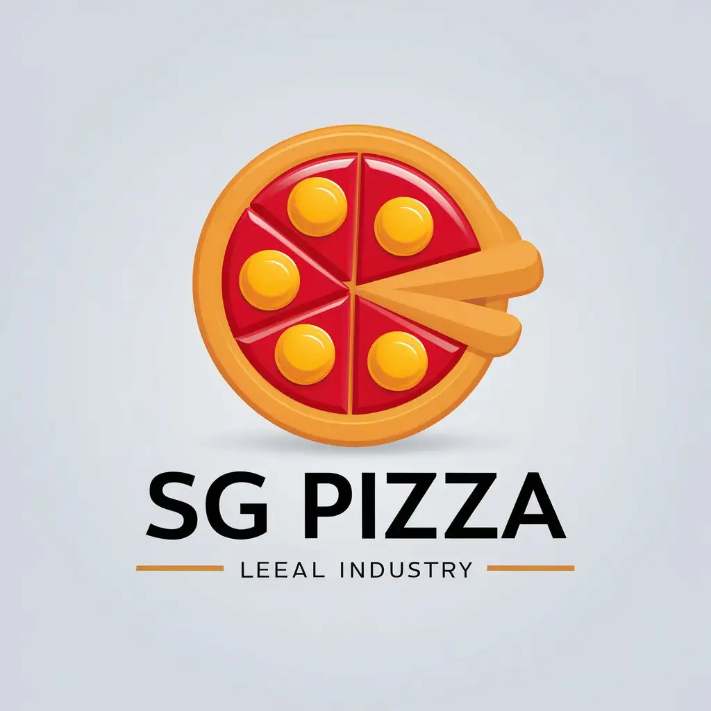 LOGO Design For SG Pizza 3D Pizza Food Symbol in Vector Style