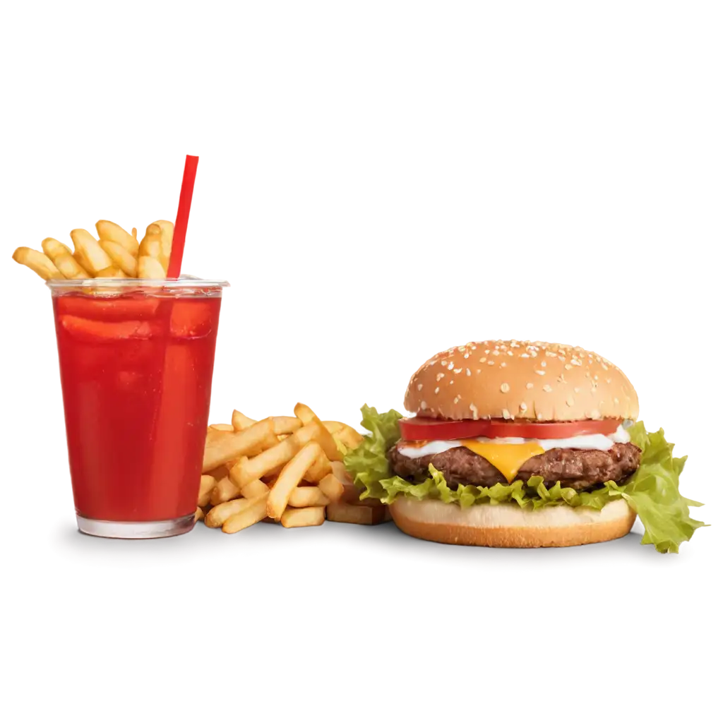 Delicious-Hamburger-with-French-Fries-and-Soda-PNG-Image-Savory-Fast-Food-Illustration