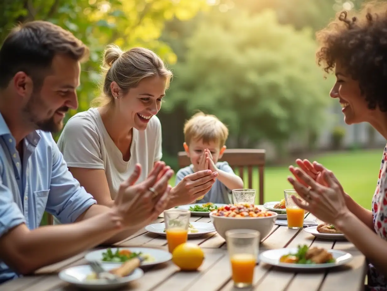 Family-Outdoor-Weekend-Gathering-Gratitude-and-Prayer-at-Patio-Lunch