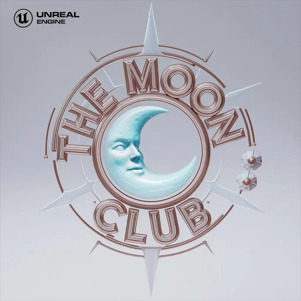 LOGO Design For The Moon Club Pastel Blue Moon Symbol on White Background