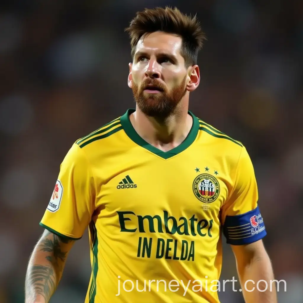 Lionel-Messi-in-AEK-Athens-Yellow-Shirt-Football-Action-Shot