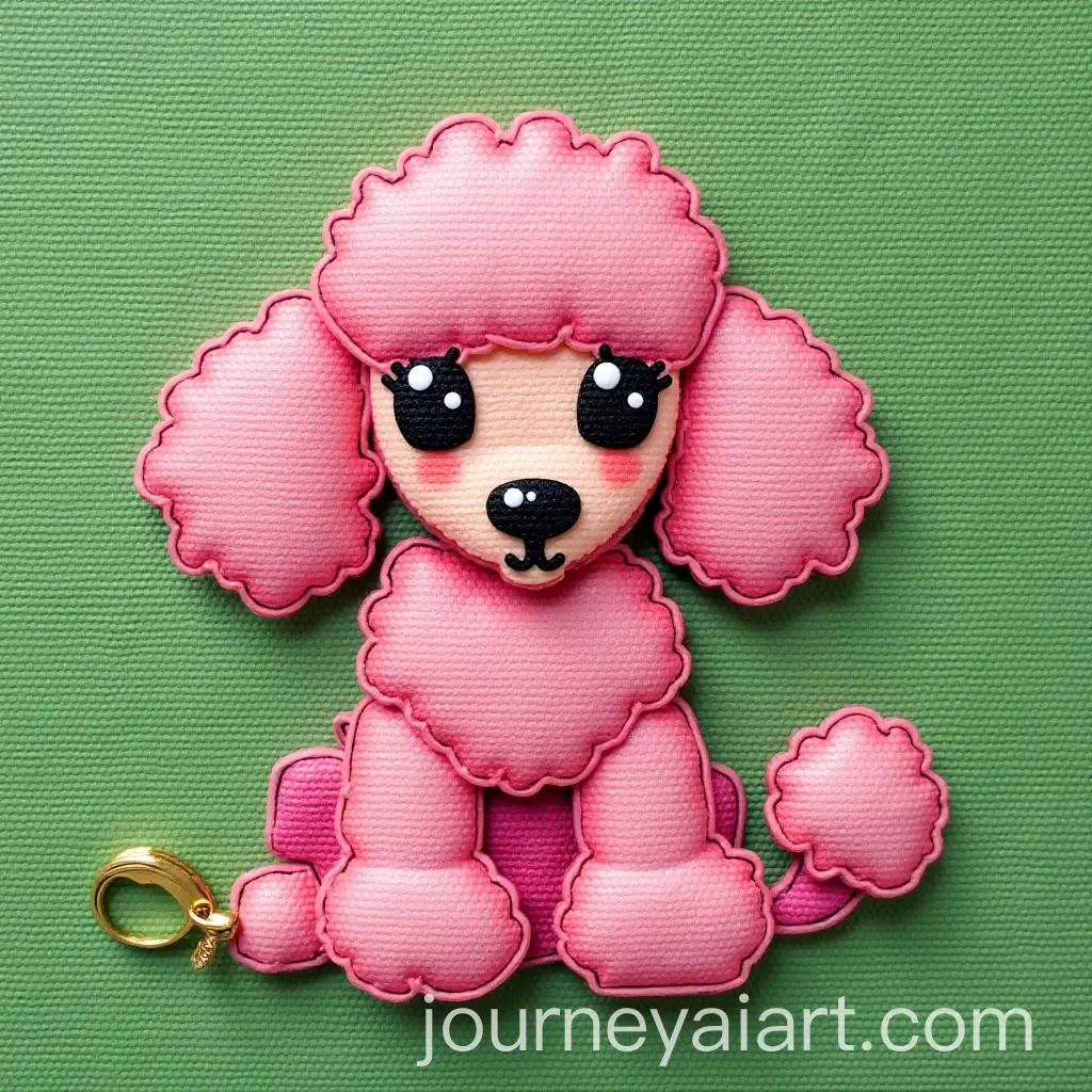 Pink-Poodle-Childrens-Purse-on-Green-Canvas
