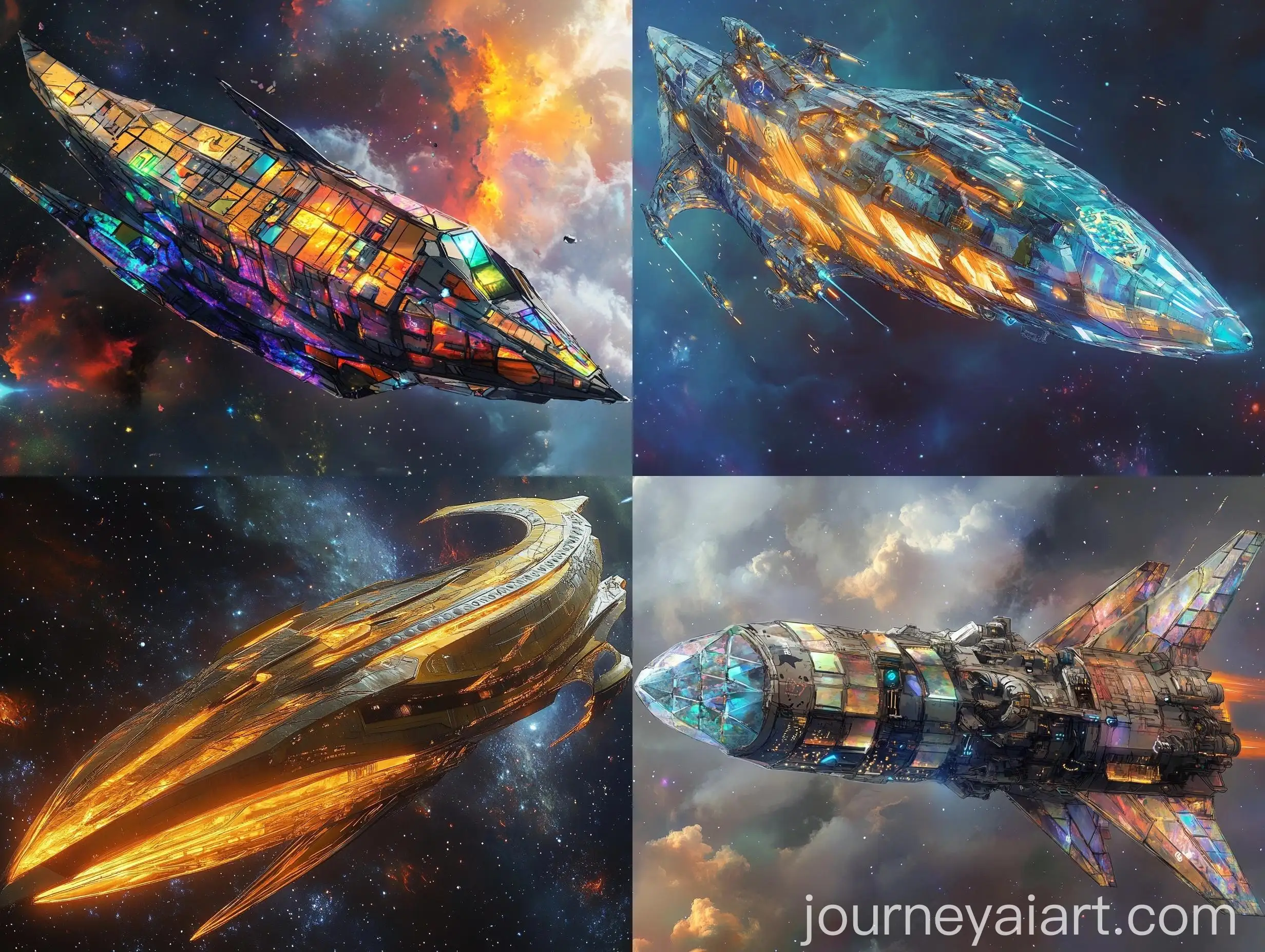 Interstellar-Ship-with-Reflective-Crystalline-Alloy-and-Iridescent-Solar-Sails