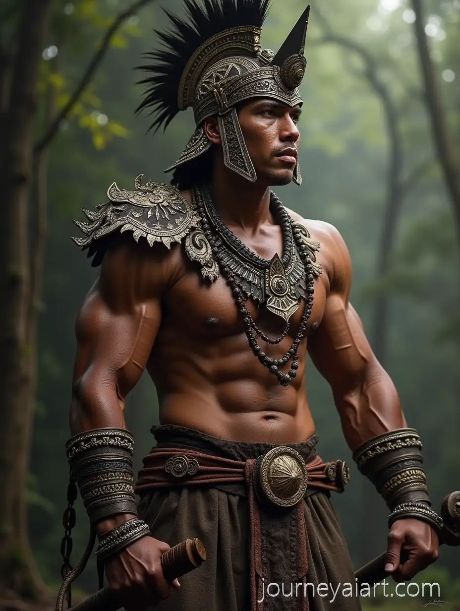 Muscular-Indonesian-Warrior-in-Traditional-Armor